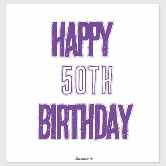 Gelukkige 50ste Verjaardag Paarse Fabulous Elegant Sticker (Vel)