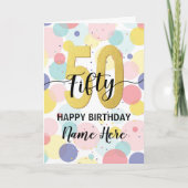 Gelukkige 50ste Verjaardag Pastel Rainbow Gold Vro Kaart (Voorkant)