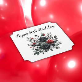 Gelukkige 50ste Verjaardag Rode en Zwarte Rozen | Kartonnen Onderzetters