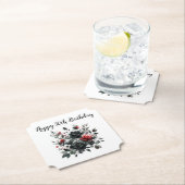 Gelukkige 50ste Verjaardag Rode en Zwarte Rozen | Kartonnen Onderzetters (Insitu)