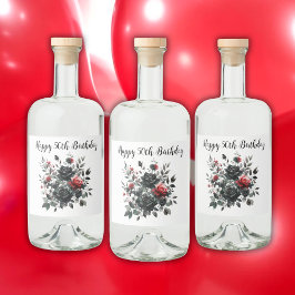 Gelukkige 50ste Verjaardag Rode en Zwarte Rozen | Likeurfles Etiket