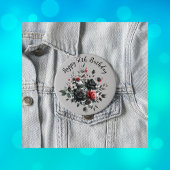 Gelukkige 50ste Verjaardag Rode en Zwarte Rozen | Ronde Button 4,0 Cm