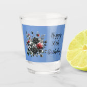 Gelukkige 50ste Verjaardag Rode en Zwarte Rozen | Shot Glas (Voorkant)