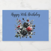 Gelukkige 50ste Verjaardag Rode en Zwarte Rozen | Sparkling Wijnetiket (Enkel label)