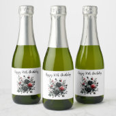 Gelukkige 50ste Verjaardag Rode en Zwarte Rozen | Sparkling Wijnetiket (Flessen)