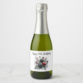 Gelukkige 50ste Verjaardag Rode en Zwarte Rozen | Sparkling Wijnetiket (Voorkant)