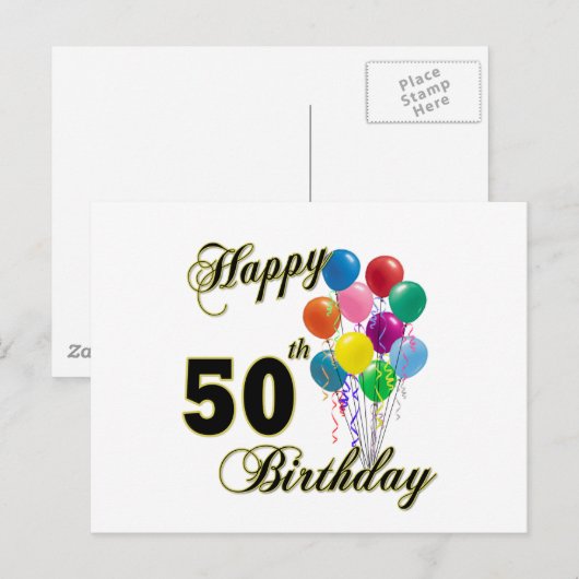 Gelukkige 50ste Verjaardagscadeaus en Verjaardagsk Briefkaart (Voorkant / Achterkant)