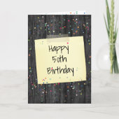 Gelukkige 50ste verjaardagsnota op hout geplakt kaart (Voorkant)