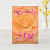 Gelukkige 51ste Verjaardag Bloem Kaart (Gele Bloem)