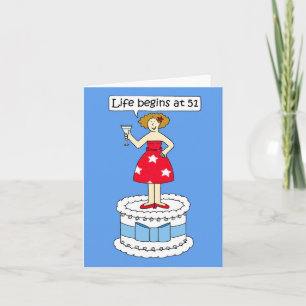 Gelukkige 51ste Verjaardag Dame op een Taart Kaart