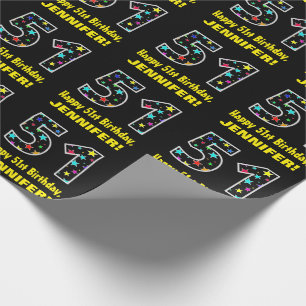 Gelukkige 51ste verjaardag, Leuk Kleurrijk Sterren Cadeaupapier