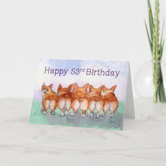 Gelukkige 53e verjaardag, corgi honden verjaardags kaart
