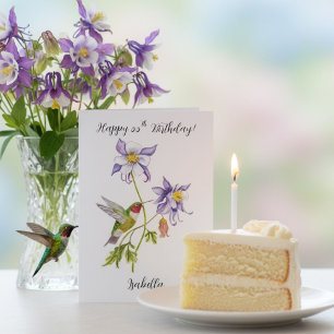 Gelukkige 55e verjaardag Columbine met Kolibrie Kaart