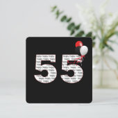 Gelukkige 55e verjaardag op zwarte uitnodiging (Staand voorkant)