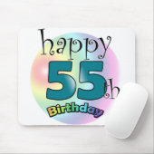 Gelukkige 55ste verjaardag (blauw) muismat (Met muis)