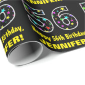 Gelukkige 56e Verjaardag, Leuk Kleurrijk Sterren P Cadeaupapier (Rol Hoek)