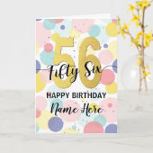 Gelukkige 56ste Verjaardag Pastel Rainbow Gold Vro Kaart (Gele Bloem)