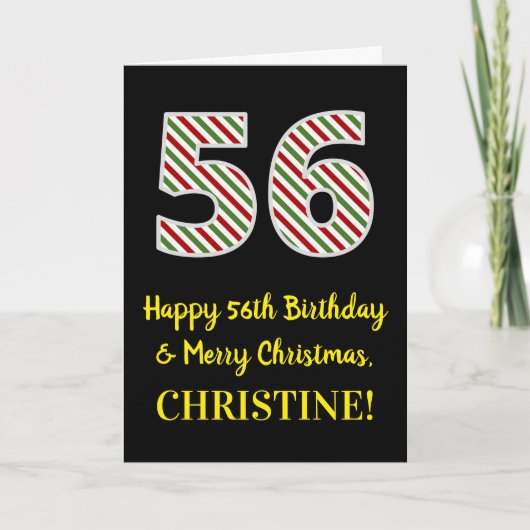 Gelukkige 56ste verjaardag & Prettig Kerstfeest, A Kaart (Voorkant)