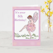 Gelukkige 5de Verjaardagsfee voor Meisje Kaart (Gele Bloem)