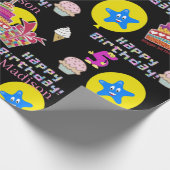 Gelukkige 5e verjaardag inpakkend document ballonn cadeaupapier (Hoek)