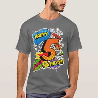 Gelukkige 5e verjaardag Jongens Comic Stijl Superk T-shirt