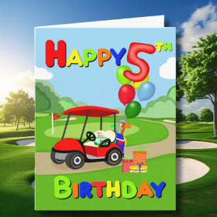 Gelukkige 5e verjaardag Red Boys Golf Kaart