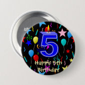 Gelukkige 5e verjaardag ronde button 7,6 cm (Voorkant /achterkant)