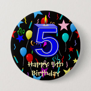 Gelukkige 5e verjaardag  ronde button 7,6 cm