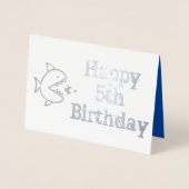 Gelukkige 5e Verjaardag Schattigee Haaien Kinder G Folie Kaarten (Voorkant)