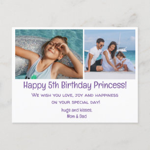 gelukkige 5e verjaardag, twee foto's familie briefkaart