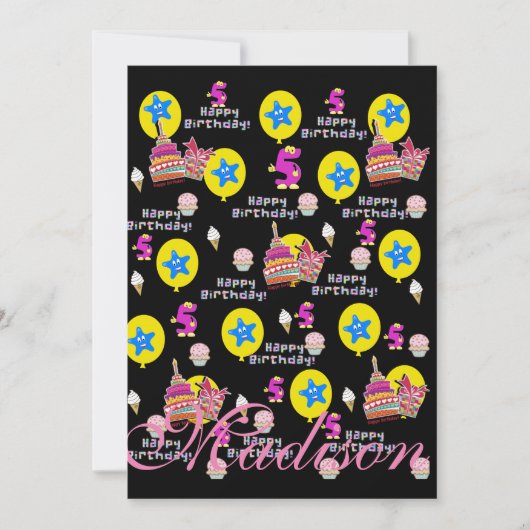 Gelukkige 5e Verjaardag Uitnodiging Verjaardag #5 (Voorkant)