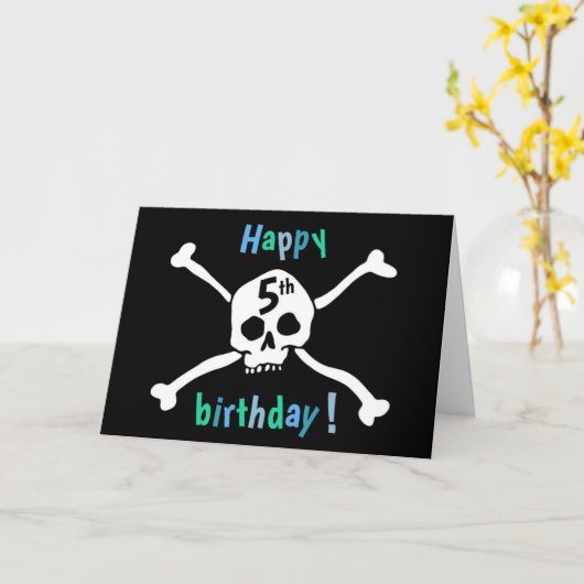 Gelukkige 5e verjaardagskaart voor piratenliefhebb kaart (Gele Bloem)