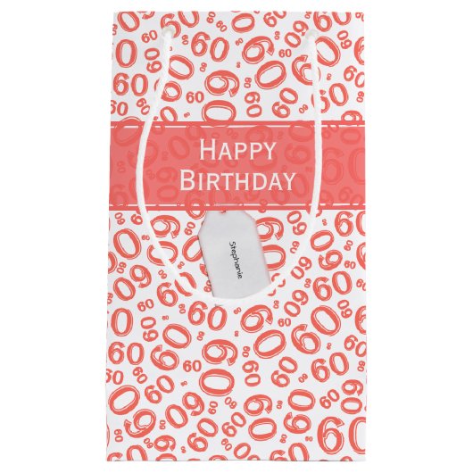 Gelukkige 60e Verjaardag Coral Willekeurig Nummerp Klein Cadeauzakje (Voorkant)
