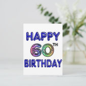 Gelukkige 60e verjaardag geschenken in ballon lett briefkaart (Staand voorkant)
