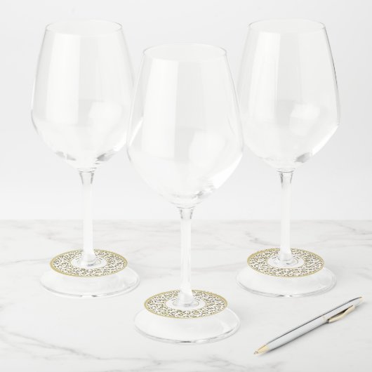 Gelukkige 60e verjaardag Goud en Wit Nummer Thema Wijnglaslabel (Set)