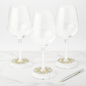 Gelukkige 60e verjaardag Goud en Wit Nummer Thema Wijnglaslabel (Set)