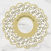 Gelukkige 60e verjaardag Goud en Wit Nummer Thema Wijnglaslabel (Achterkant)