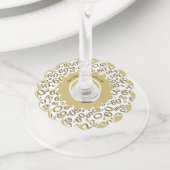 Gelukkige 60e verjaardag Goud en Wit Nummer Thema Wijnglaslabel (Dichtbij)