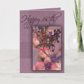 Gelukkige 60e verjaardag in roze en paarse kleuren kaart (Voorkant)