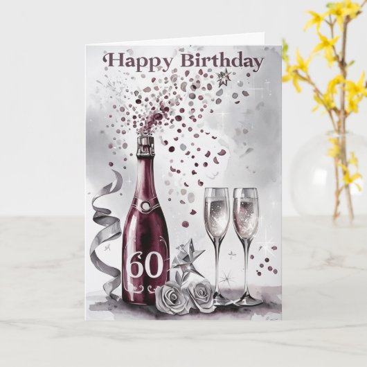 Gelukkige 60e verjaardag Kaart (Gele Bloem)