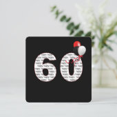 Gelukkige 60e verjaardag op zwarte uitnodiging (Staand voorkant)