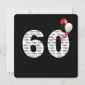 Gelukkige 60e verjaardag op zwarte uitnodiging (Voorkant)