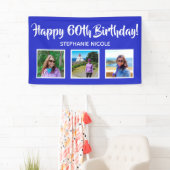Gelukkige 60e verjaardag Royal Blue Gepersonalisee Spandoek (Insitu)