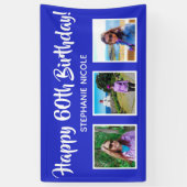 Gelukkige 60e verjaardag Royal Blue Gepersonalisee Spandoek (Verticaal)