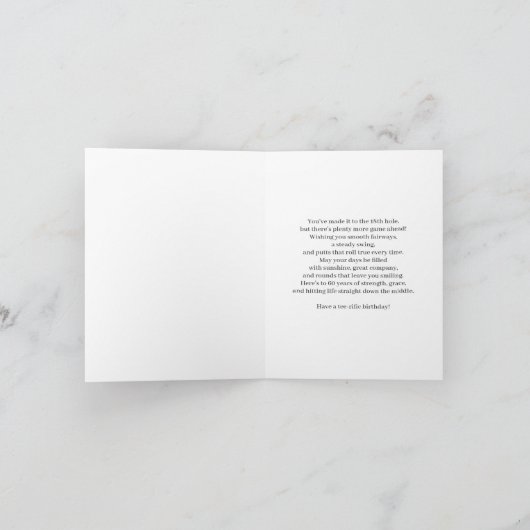 Gelukkige 60e verjaardag roze golftas op golfbaan kaart (Binnen)