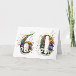 Gelukkige 60e verjaardag Wilde bloemen Gefelicitee Kaart