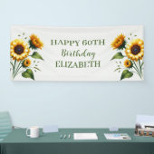 Gelukkige 60e verjaardag Zonnebloemen Gele bloemen Spandoek (Beurs)
