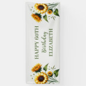Gelukkige 60e verjaardag Zonnebloemen Gele bloemen Spandoek (Verticaal)