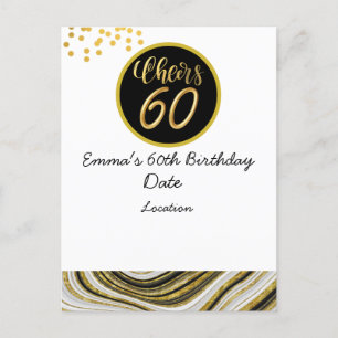 Gelukkige 60e verjaardag zwart en gouden thema briefkaart