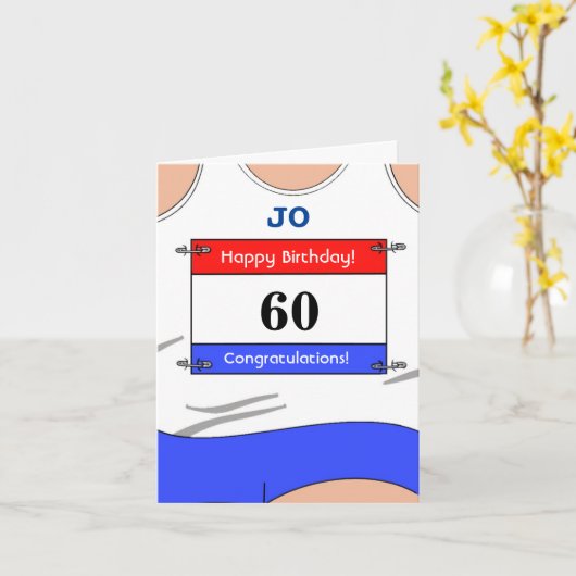 Gelukkige 60e verjaardagskaart voor een hardloper kaart (Gele Bloem)